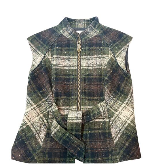 Cabi belted Plaid vest Medium Wool blend Rustic cabincore dark Academia Tweed - Picture 3 of 10